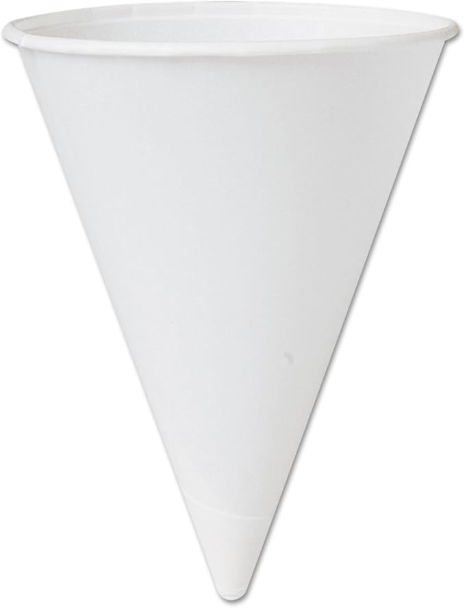 SOLO SCC 42BR Bare Treated Paper Cone Water Cups, 4 1/4 Oz, White, 200/bag