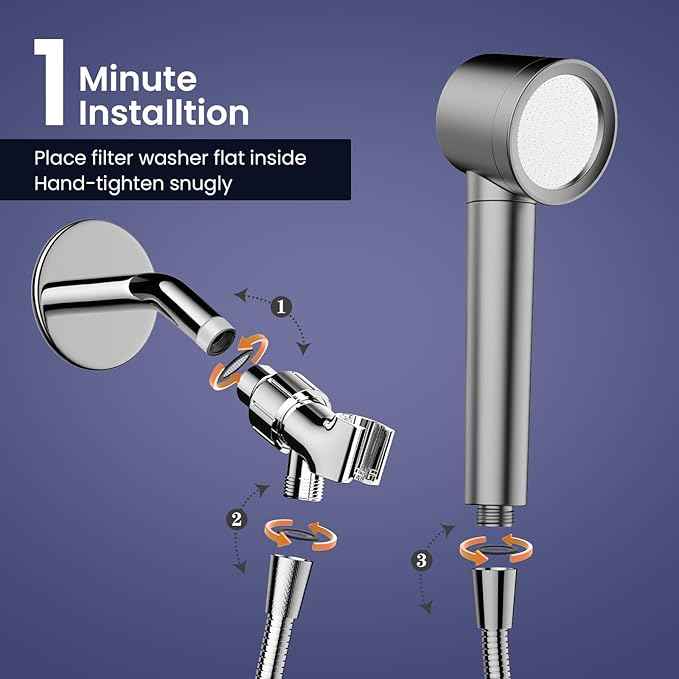Ion Drops Filtered Shower Head with Handheld, High Pressure Shower Heads with 3 Spray, Showerhead with Filters Hand held for Hard Water, Remove Chlorine, Reduces Dry Itchy Skin