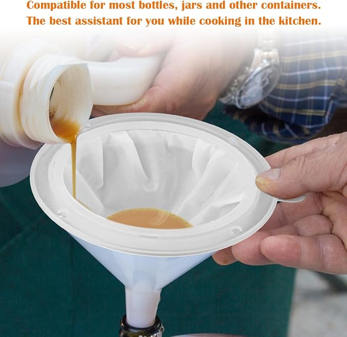3PCS Filter Strainer 400 Mesh Nylon Food Grade Filter Mesh Filter Funnel for Juice Milk Wine Cheese Whey Grease Coffee, 5 Inch