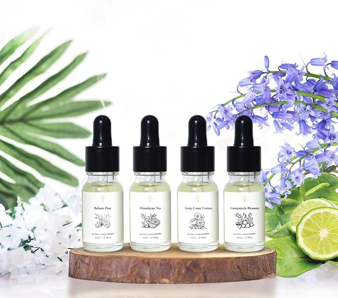 PRISTINE Top 4 Signature Blend Essential Oils 4 Pcs Set for Electronic Diffuser for Home, Humidifier, Aromatherapy fragrance for home(Himalayan Tea, Campanula Blossom, Balsam Pine, Ivory Coast Cotton)