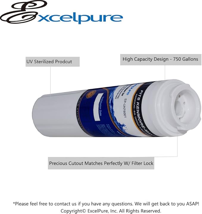 UKF8001 Replacement for Whirlpool FILTER 4, EDR4RXD1, 4396395, WRX735SDBM00, RWF0900A, EFF-6007A, MFI2568AES, MFI2569VEM, RFC0900A, WF295, PURICLEAN II, Refrigerator Water Filter, 1PACK - AquaVibe
