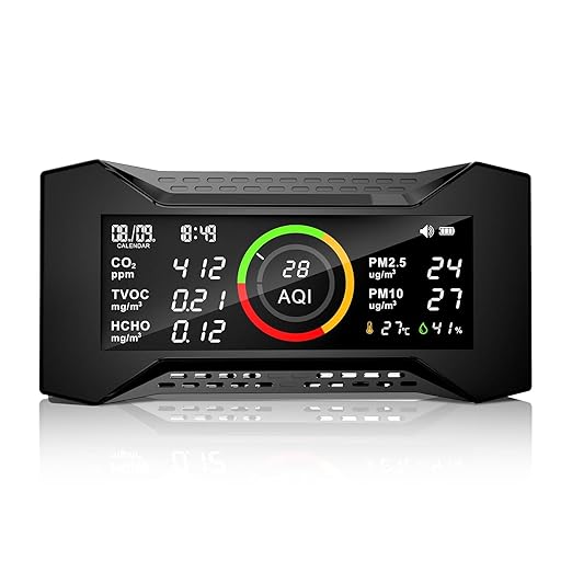 8-in-1 Air Quality Monitor Indoor, CF-20 Portable Air Quality Tester CO2 Monitor (PM2.5, PM10, CO2, VOC, Formaldehyde, Humidity, Temp) Wildfire Protection Long Battery Life & Real-Time Data