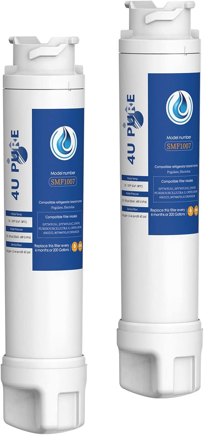 EPTWFU01 Water Filter, Replacement for Frigidaire EPTWFU01, Рurе Sоurсе Ultra 2, EWF02, 012505454226 Refrigerator Water Filter, Pack of 2