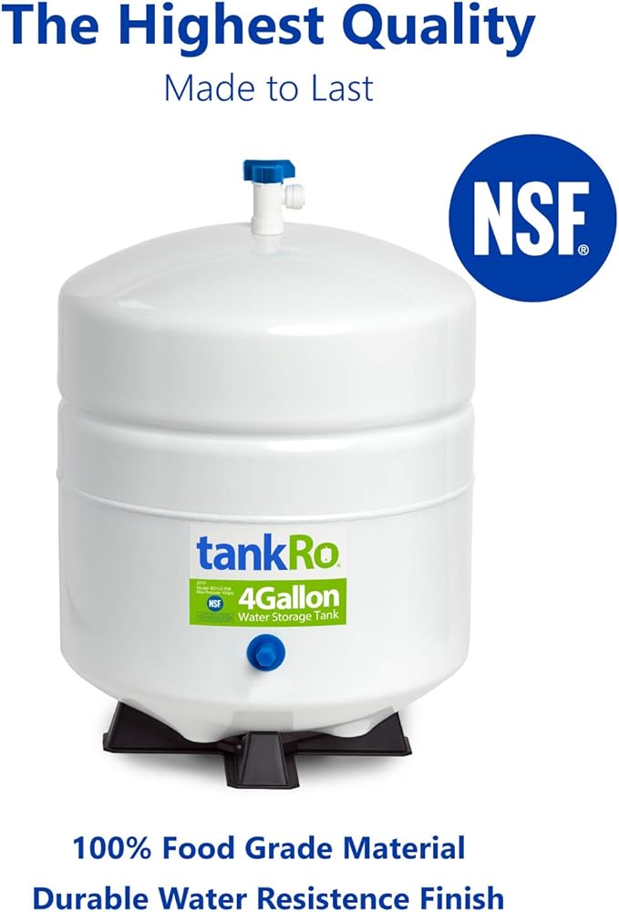 tankRo RO132-TNK RO Water Filtration System Expansion Tank 4 Gallon Capacity – NSF Certified – Compact Reverse Osmosis Water Storage Pressure Tank 1/4" Tank Ball Valve