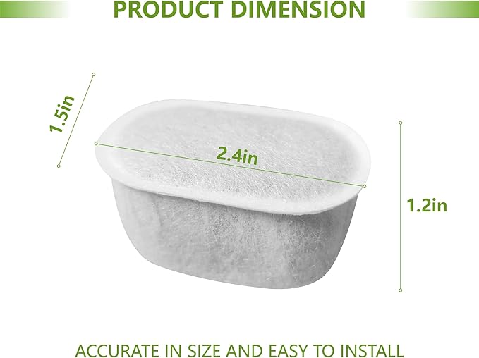 Cat Water Fountain Charcoal Replacement Filters Compatible with W300 W300B W500 Automatic Pet Fountain 67oz/2L & 71oz/2.1L & 118oz/3.5L Dog Water Bowl Drinking Dispenser (6 Pack)