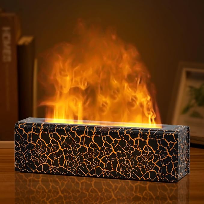 Colorful Flame Diffuser with 7 Colors, Colorful Volcano Flame Aroma Diffuser Humidifier with Waterless Auto-Off Protection for Spa Home Yoga Office Bedroom