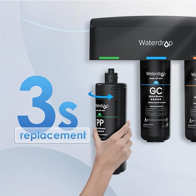 Waterdrop WD-10PP Under Sink Water Filter, Replacement for Waterdrop TSA & TSB &TSB-CM 3-stage Under Sink Water Filter System, Pack of 2