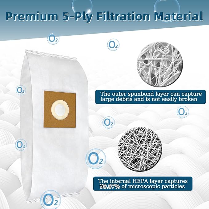 6 Pack Type Y HEPA Vacuum Bags Replacement for Hoover WindTunnel Upright Style Y, Z, YZ Vacuum Cleaners, 4010100Y Filter Bag - AquaVibe