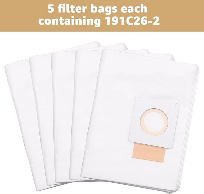 191C26-2 filter bag replacement - Compatible with XCV17/XCV18 18V X2 LXT makita backpack vacuum Heavy-duty filtration, long-lasting durability-5-pack - AquaVibe