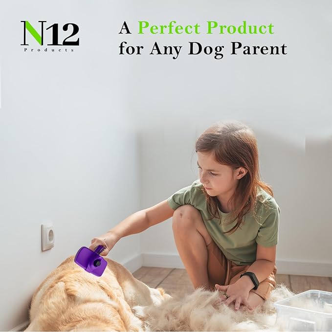 N12 Cat, Dog Hair Remover/Lint Roller and Grooming Hair Bush Combo – Pet Fur Remover for Couch, Furniture, Carpet, Car Seat & Self-Cleaning Slicker Grooming Brush with Long Pins for Shedding - AquaVibe