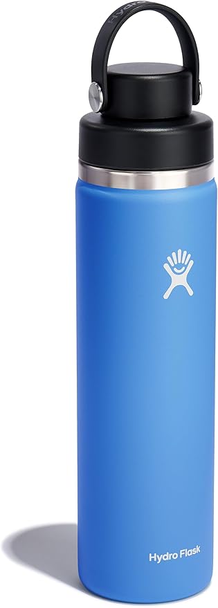 Hydro Flask Water Bottle - Insulated Stainless Steel - Wide Mouth Flex Chug Lid, Non Spill, Leakproof in 24 Oz Cascade Blue
