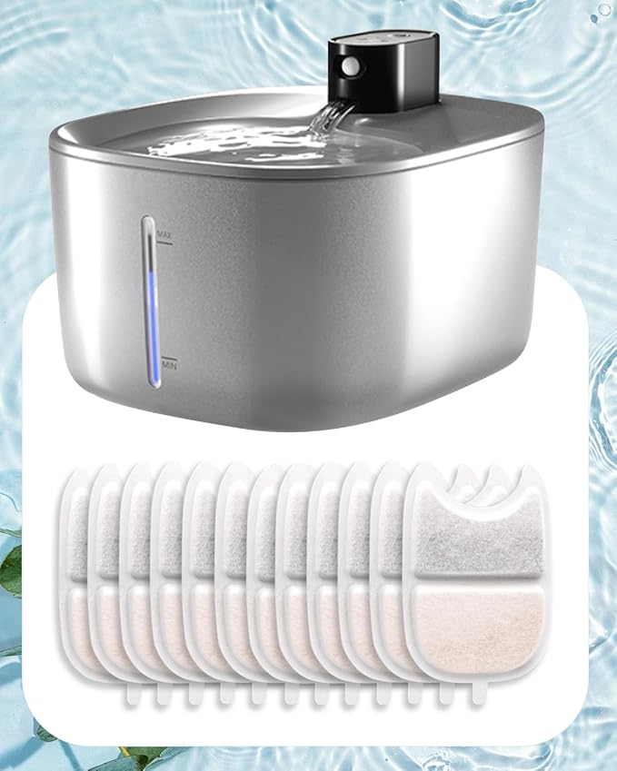 6 Pack Cat Water Fountain Filters with 6 Pack Pre-Filter Sponges Set for Wireless 4L/135oz Pet Water Fountain, Pet Fountain Filter Replacement