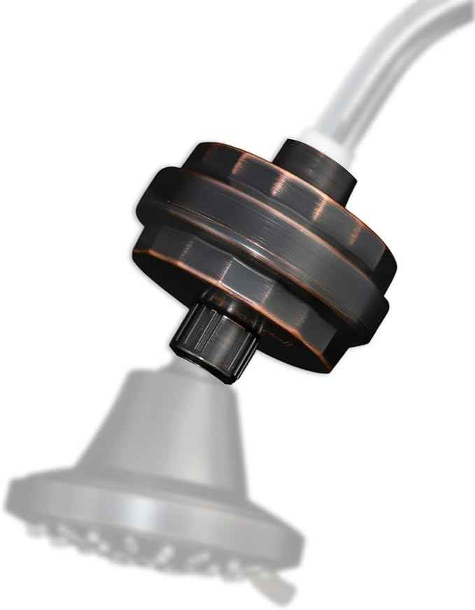 Brondell Shower Filter VivaSpring, Compact Rubbed Bronze – High Output, 100% High-Purity KDF Filtration, With FF-30 Filter Cartridge, Filtered Shower Water for Healthier Skin & Hair