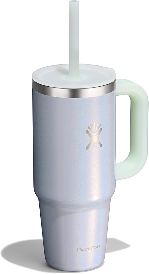 Hydro Flask 24 Oz Travel Tumbler with Handle, Lid and Straw - Insulated Stainless Steel in 24 Oz Glimmer Blue