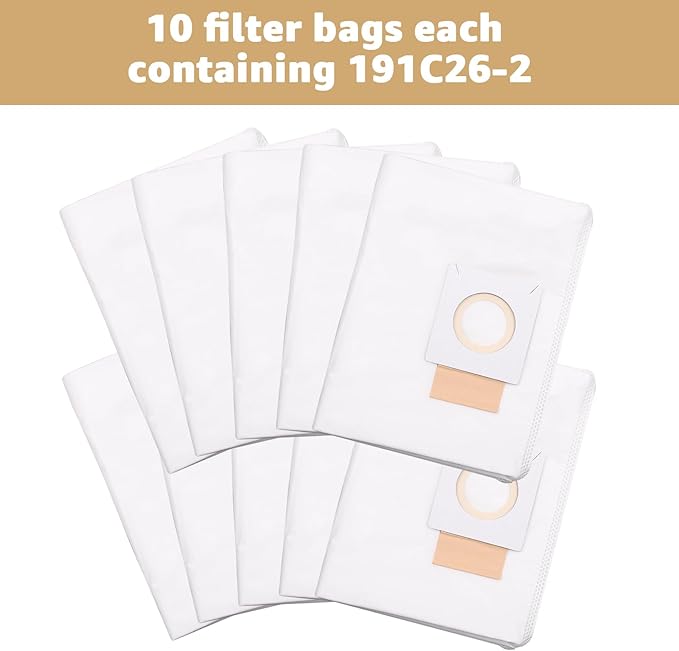 191C26-2 filter bag replacement - Compatible with XCV17/XCV18 18V X2 LXT makita vacuum bag Heavy-duty filtration, long-lasting durability-10-pack. - AquaVibe