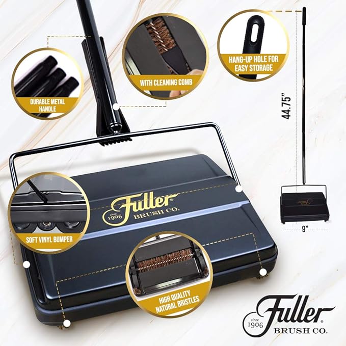 Fuller Brush 17073 Electrostatic Carpet & Floor Sweeper - 9" Cleaning Path - Lightweight - Ideal for Crumby Messes - Works On Carpets & Hard Floor Surfaces - Peach