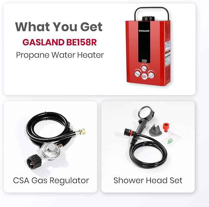 GASLAND Outdoors Tankless Water Heater Propane,1.58GPM 6L Portable Hot Water Heater,Overheating Protection,for RV Cabin Barn Camping Boat, Red, BE158R
