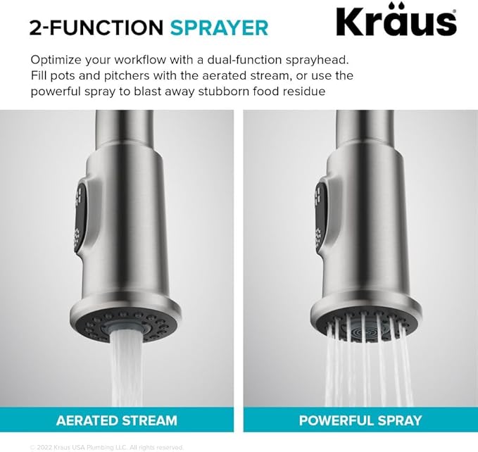 KRAUS Allyn Traditional Industrial Pull-Down Single Handle Kitchen Faucet in Brushed Gold, KPF- 4100BG