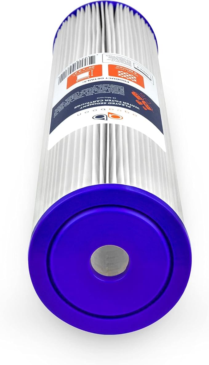 Aquaboon 20 Inch Whole House Pleated Water Sediment Filter Replacement 5 Micron Water Filter Cartridge Compatible with ECP5-20BB, SPC-45-2005, 2-Pack
