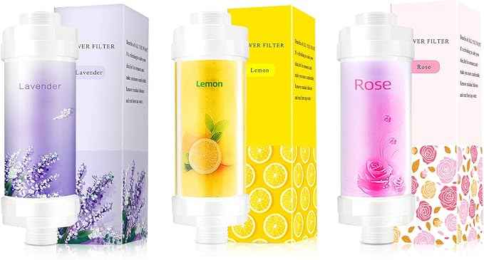 Vitamin C Shower Filter for Hard Water, Shower Head Filter to Chlorine Fluoride Sediment, Water Purifying Filtered Shower Head with Beads, Helps Dry Skin & Hair Loss, Easy Installation (Lemon)