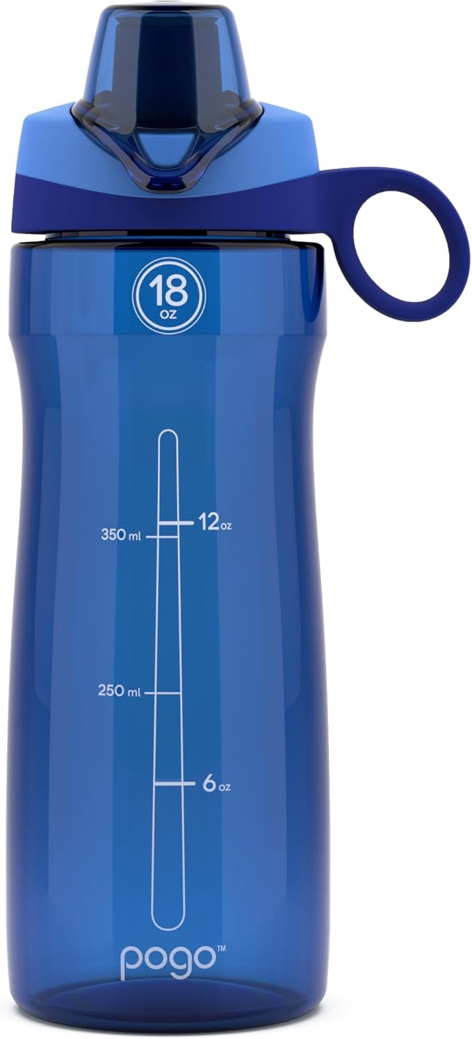 Pogo BPA-Free Tritan Plastic Water Bottle with Chug Lid, 18 Oz, Blue