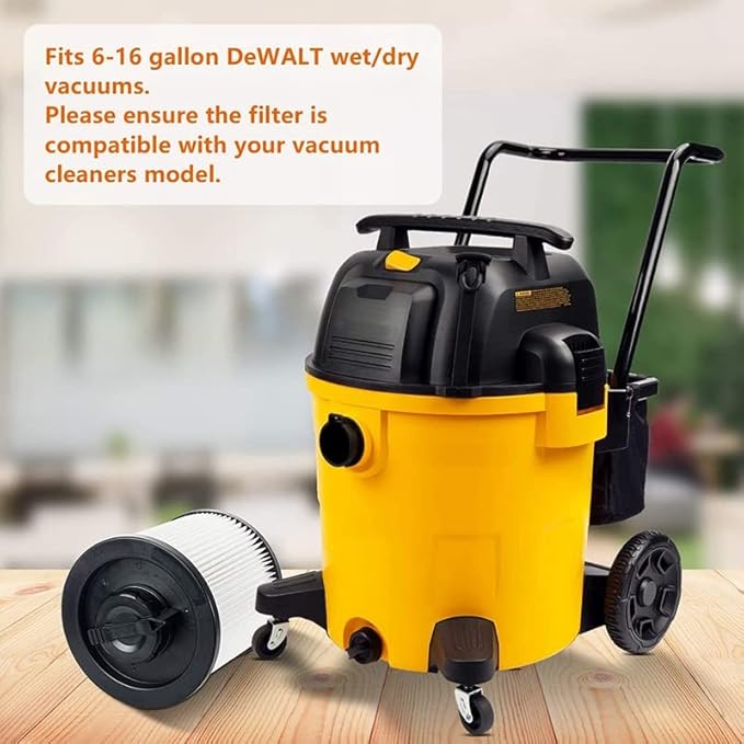 DXVC6910 HEPA Cartridge Filter Replacement Fit for DEWALT Wet/Dry Filter Vacuum Cleaners-Regular 6-16 Gallon, Compatible with DeWalt DXV06P DXV09P DXV10P DXV10PL DXV10SA DXV12P DXV14P DXV16P 2pcs - AquaVibe