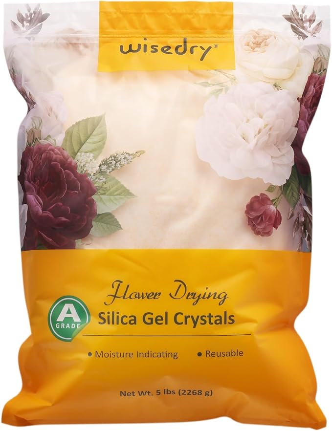 wisedry Silica Gel Flower Drying Crystals - 5 LBS, Fine Crystals < 1mm, Color Indicating, Reusable
