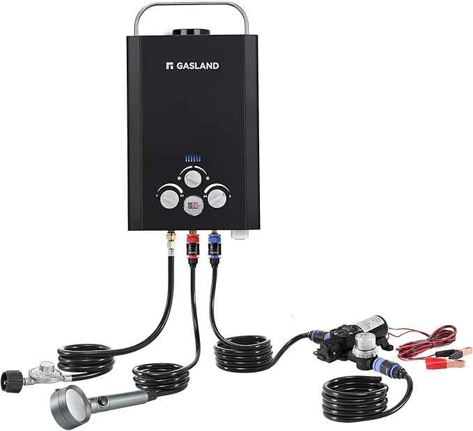 GASLAND CSA Certified Portable Water Heater with Pump Outdoor - 1.58GPM 6L Propane Tankless Instant On Demand Hot Water Shower for Camping & Camper, Includes 1/2" Twist-On Pipe Strainer,BE158BP60