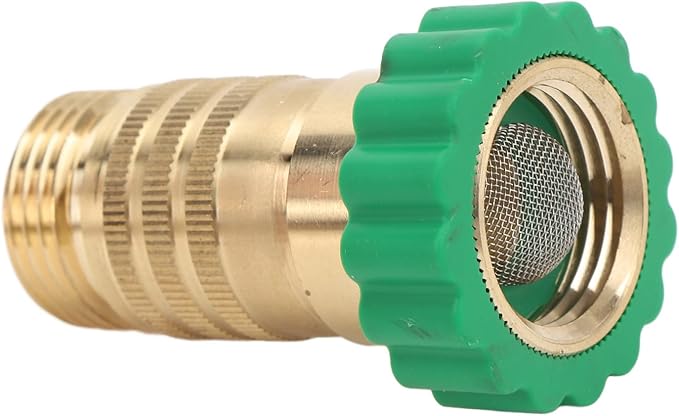 RV Water Pressure Regulator, 50 to 55 PSI 3/4 Inch Brass Thread Inline Water Pressure Reducer with Inlet Screen Filter, for Camping Vehicle Trailers Motorhome Garden