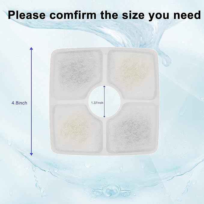 Cat Water Fountain Filters, Cirfifth Cat Fountain Filter Replacement, for Square Cat Water Fountain Inside (4 Pack) - AquaVibe
