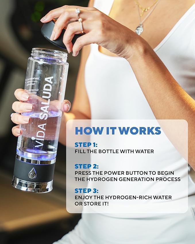 Hydrogen Water Bottle Generator 500ml Portable SPE PEM Hydrogen Rich Water Maker with Titanium Platinum Plates Fast Rechargeable Ionized Water Bottle for Home Travel Gym Hydration