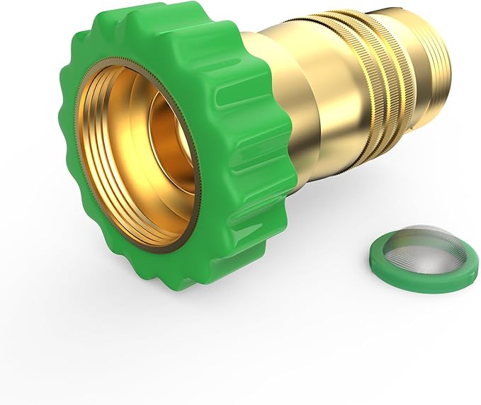 RVGUARD Inline RV Water Pressure Reducer, Brass Lead-Free Water Pressure Reducer with an Inlet Screen Filter for RV, Camper, Travel Trailer