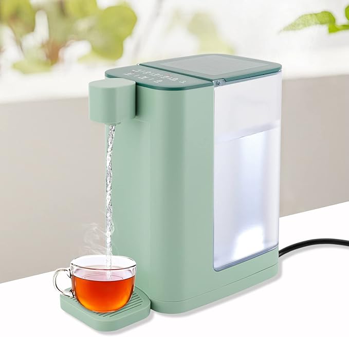 Electric Kettles, 102z Low-Noise Instant Hot Water Dispenser with Adjustable 5 Temp &2 Water Volume Dispense, Electric Water Filter Dispenser for Homes, Offices and Schools (Green)