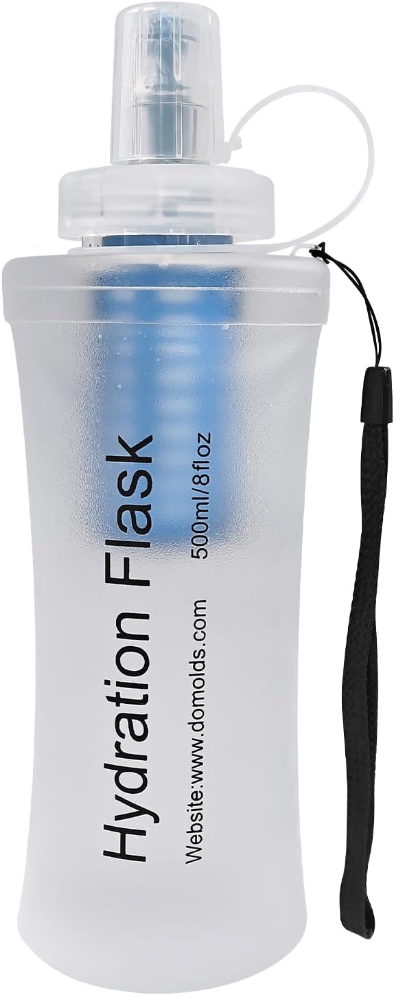 500ML Soft Flask with Water Filter for Hiking, Camping & Travel - Collapsible TPU Water Bottle, 0.1 Micrometer Hollow Fiber Membrane for Clearer, Better Tasting Outdoor Water(White)