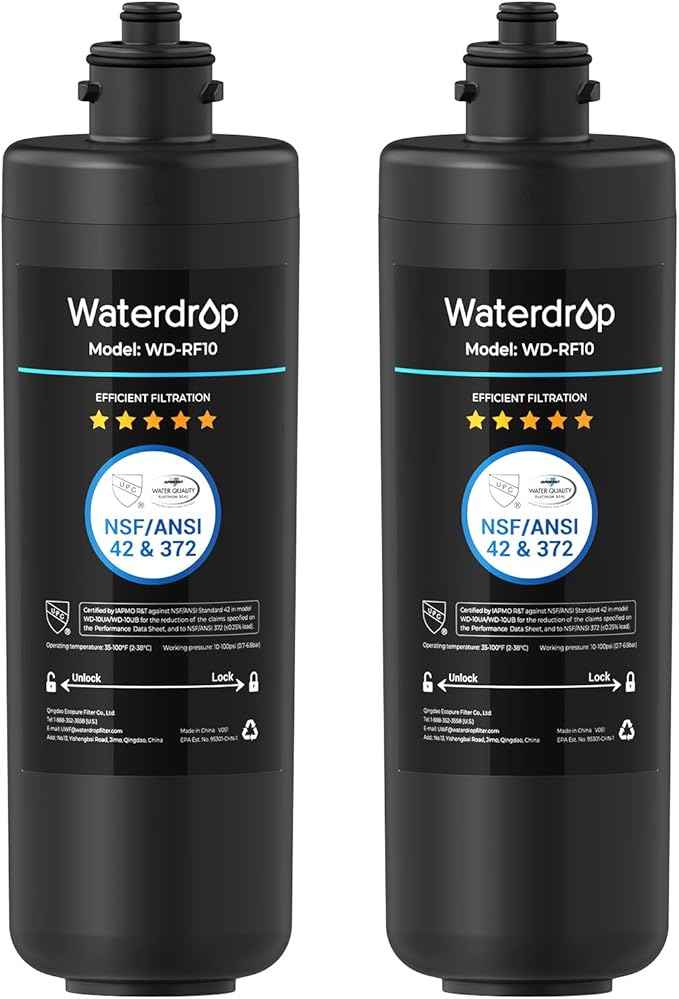 Waterdrop RF10 Replacement Filter Cartridge for 10UA/10UB Under Sink Water Filter, Reduces PFAS, PFOA/PFOS, Lead, Chlorine, Bad Taste & Odor, NSF/ANSI 42 Certified, 11K Gallons High Capacity, 2 PACK