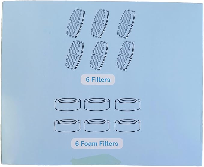 Cat Water Fountain Filters : BEMOONY Pet Water Fountain Replacement Filter - 12 Packs of Cat Fountain Filters (6 Carbon Filters + 6 Sponges) - Multiple Filtration Please Replace it Every 2-3 Weeks - AquaVibe