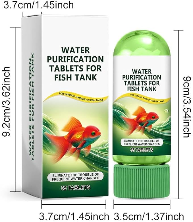 2PC Water Purification Tablets for Fish Tank,Powerful Aquarium Water Purification Tablet for Fish Tank,Efficient Clear Turbidity & Improve WaterQuality,Remove All Kinds of Turbidity from FishTankWater