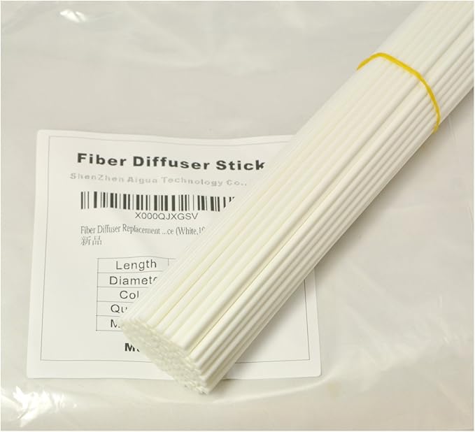 100 Pieces Fiber Reed Diffuser Replacement Refill Sticks (12" x 3mm, White) - AquaVibe