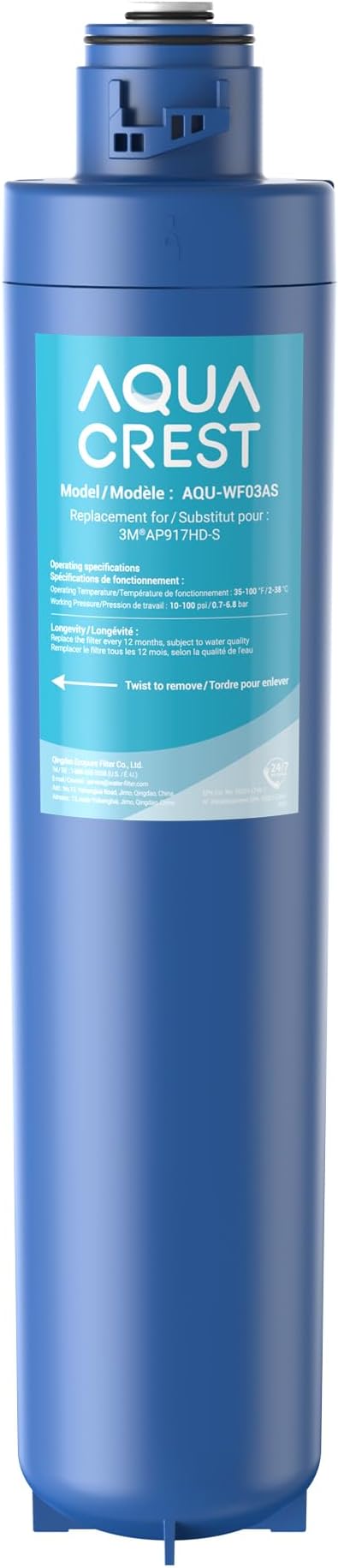 AQUA CREST W03AS Whole House Water Filter, Well Water Filter Replacement for Aqua-Pure® AP917HD-S, Compatible with 3M® Aqua-Pure® AP904 System, Reduces Chlorine Taste and Odor, Inhibits Scale, 1 Pack