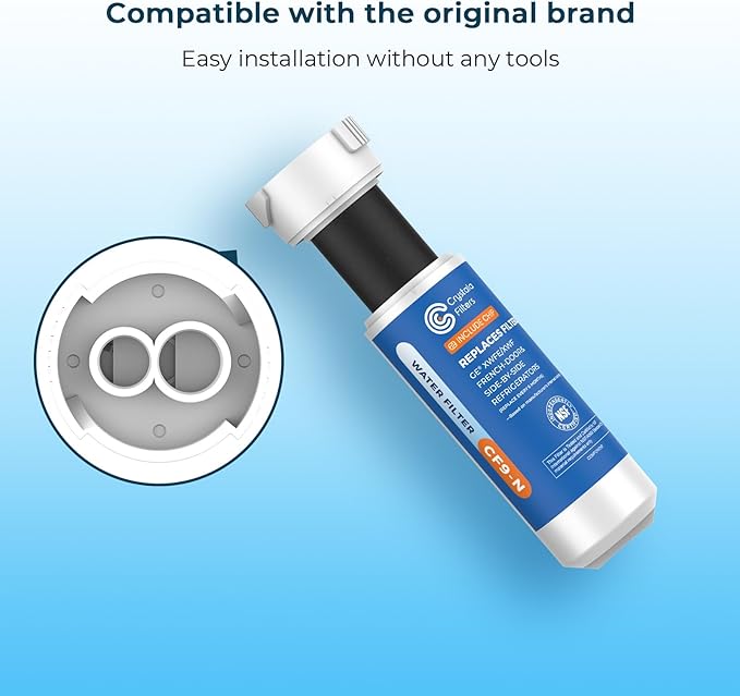 Crystala Filters Water Filter Compatible with XWFE (Built-in CHIP), Replacement for GE XWFE, XWF Refrigerator Water Filter Pack of 1