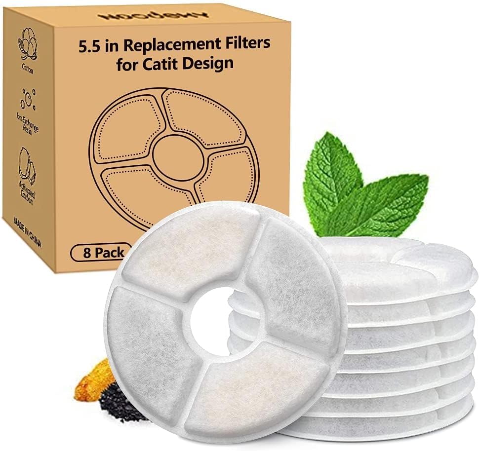8 Pack Filters Compatible with Catit Senses Fountains and Catit Flower Fountains (8 Count)