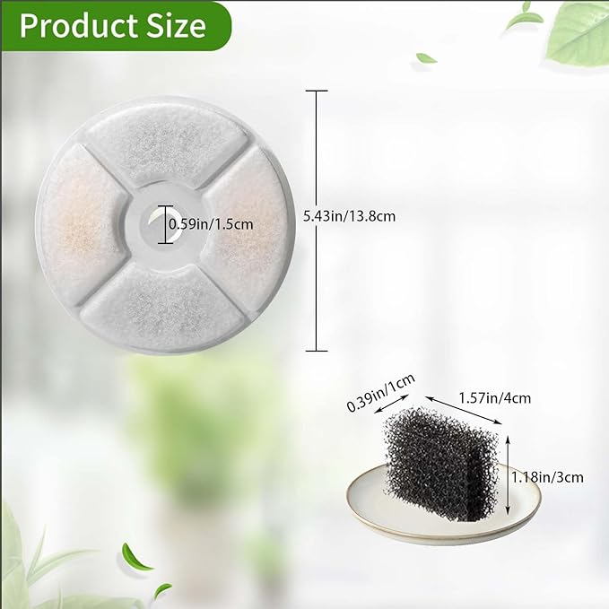 6 PCS Cat Water Fountain Filter, Replacement Filters and Sponges for E versweet Solo 2/Solo SE Pet Water Fountain