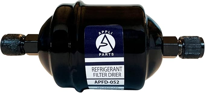 Appli Parts APFD-052 1/4 in Liquid Line Refrigerant AC Filter Drier hvac Refrigeration 052 SAE Flare connection universal unidirectional 4-1/2 in long 2 in wide