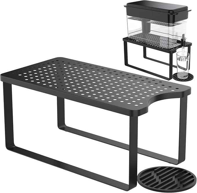 Water Filter Dispenser Stand with Drip Tray - 7.9''W x 14.9''D x 7''H + Water Filter Dispenser Stand Wood with Drip Tray - 7.9''W x 14.9''D x 7''H