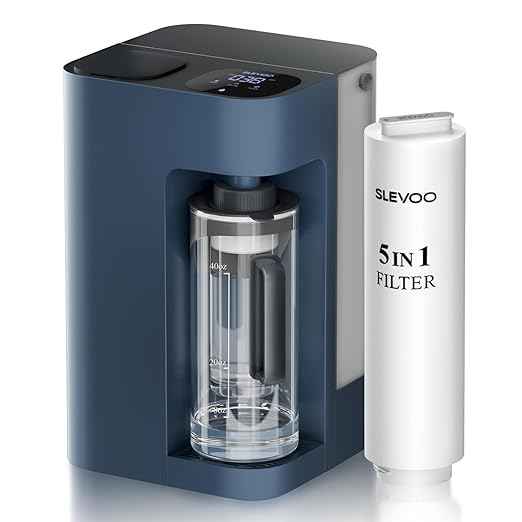 [Smart] Reverse Osmosis Water Filter Countertop,Ph+ & 6-Stage RO Water Filtration System-Alkaline Remineralization,4:1 Pure to Drain,40oz Auto-Fill & Stop Glass Carefe,No Installation Required(Blue)