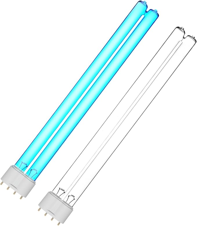 2 Pack 24 Watts UVC Ultraviolet Light Bulb 12.5" 2G11 Base, Replacement UV Bulb for Pond and Aquarium, uv air Purifier and