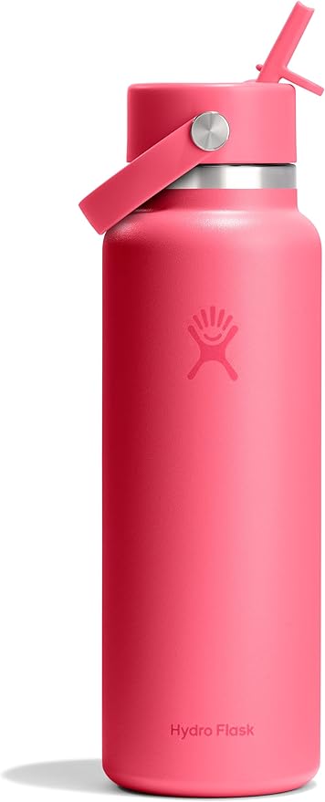Hydro Flask Water Bottle - Insulated Stainless Steel - Wide Straw Lid, Non Spill, Leakproof in 40 Oz Popstar Pink