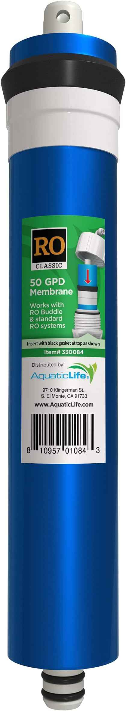 AQUATICLIFE 50 GPD Membrane Filter Replacement Cartridge for Reverse Osmosis Deionization Water Filtration Systems RO/RODI Filter Units, 1.7"x11.75"