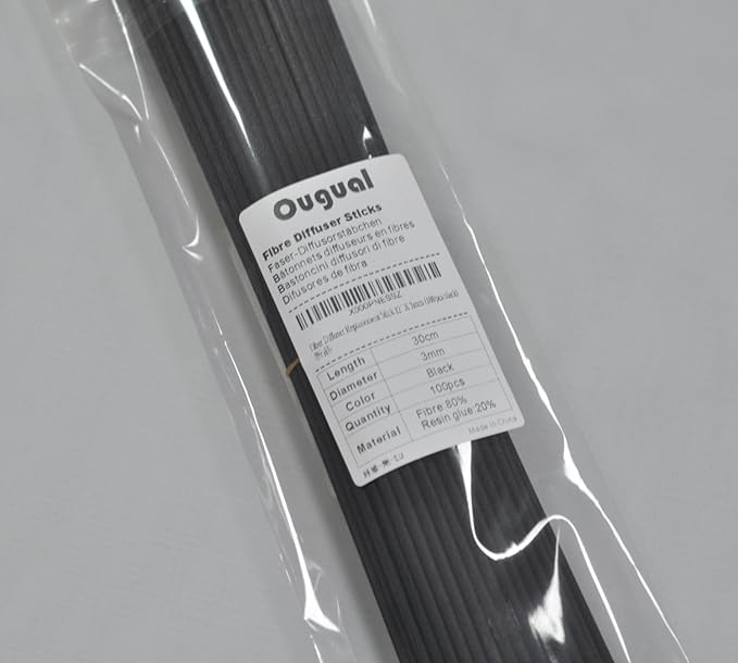 100 Pieces Fiber Reed Diffuser Replacement Refill Sticks (12.5" x 3mm, Black) - AquaVibe