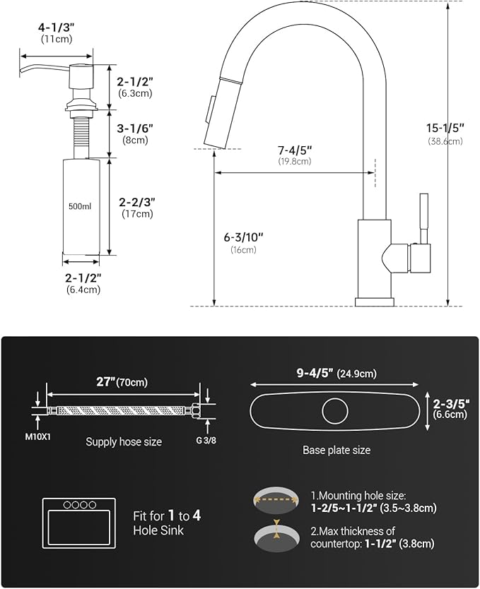 APPASO Matte Black Touchless Kitchen Faucet with Pull Down Sprayer – Hands-Free Motion Sensor, 2 Spray Modes, Built-in Soap Dispenser, High Arc Stainless Steel for Kitchen Sink